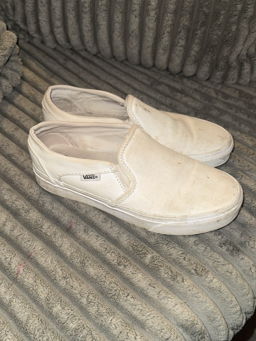 Vans White Canvas Slip-On Shoes